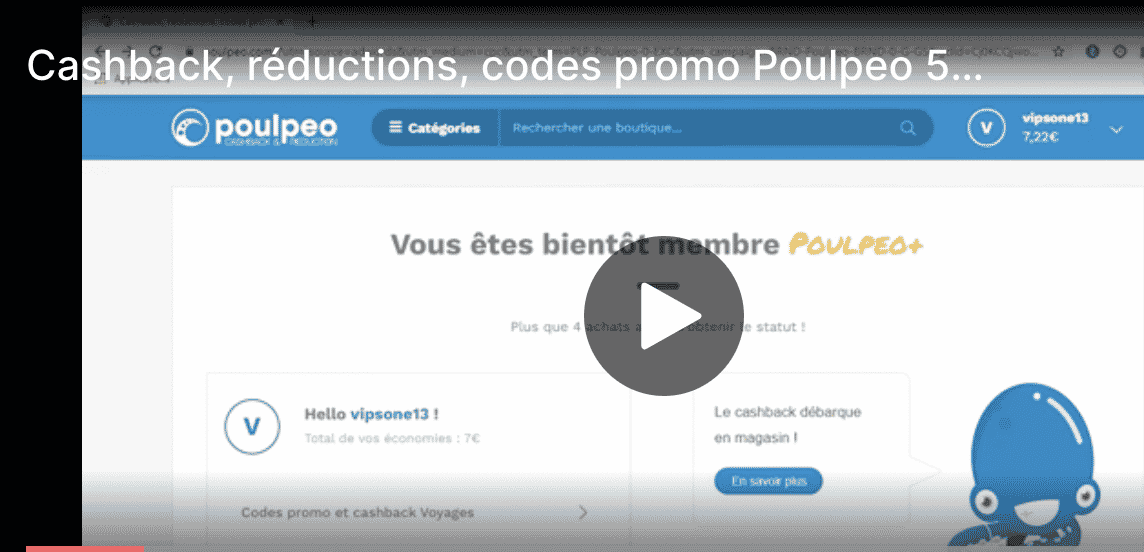 Avec Poulpeo Gagner des Cashback, réductions, codes promo Poulpeo 5 € gratuit 11